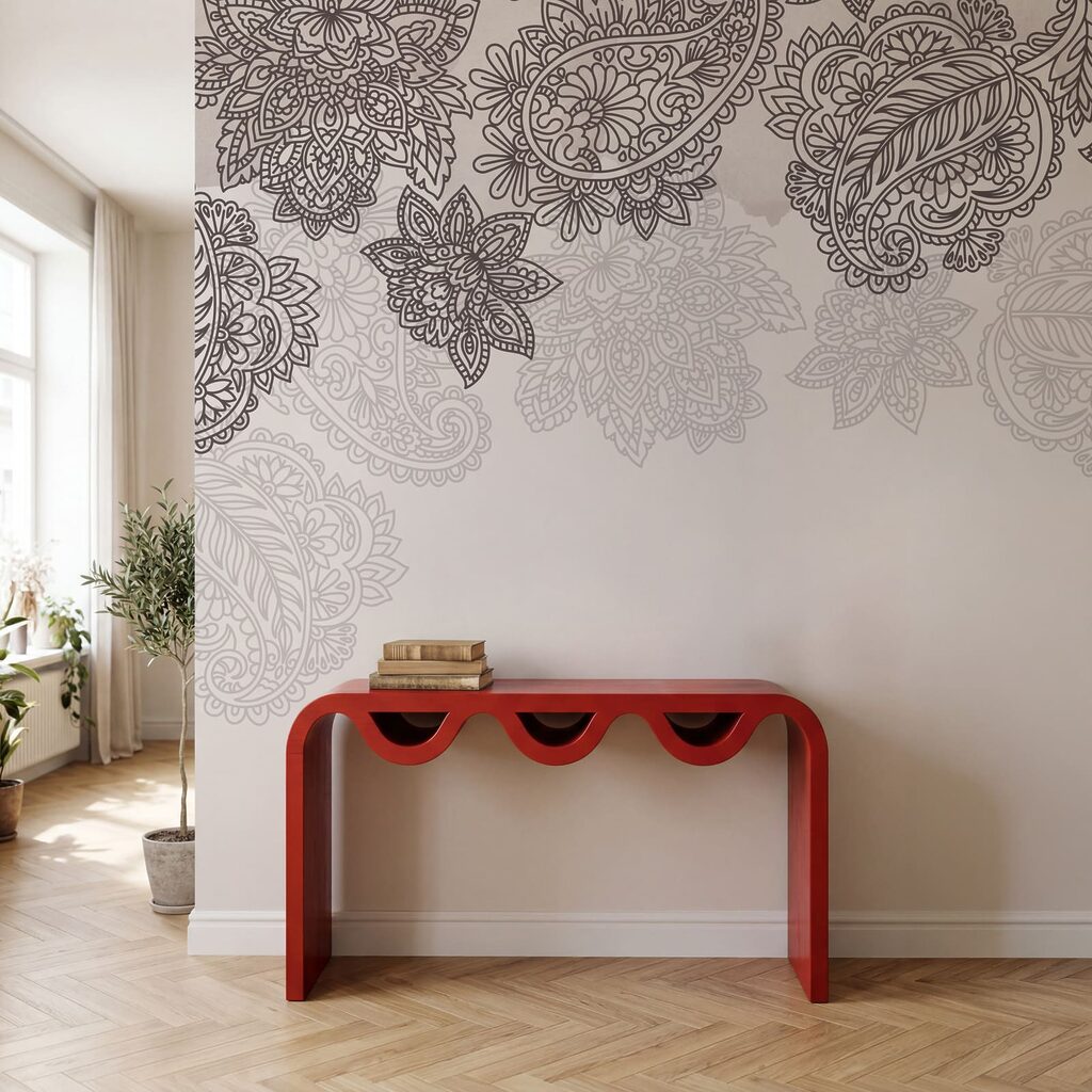 Bordüre aus Paisley-Mustern und Blumen Bordüre aus Paisley-Mustern und Blumen