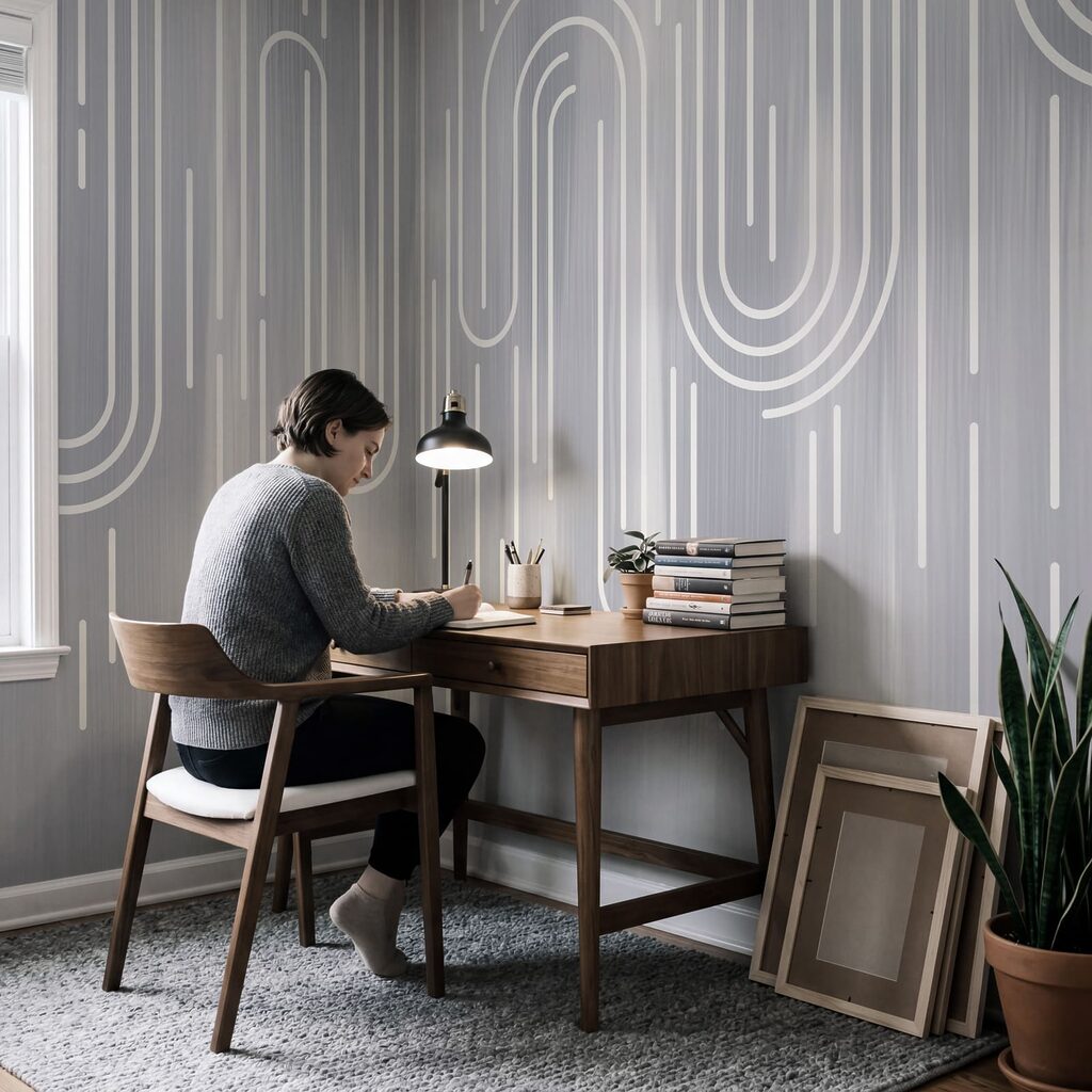 Weiße Linien auf grauem Hintergrund