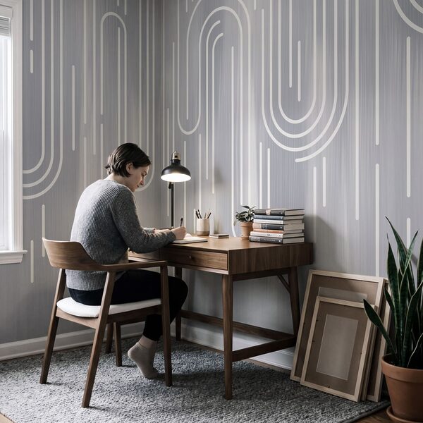 Weiße Linien auf grauem Hintergrund