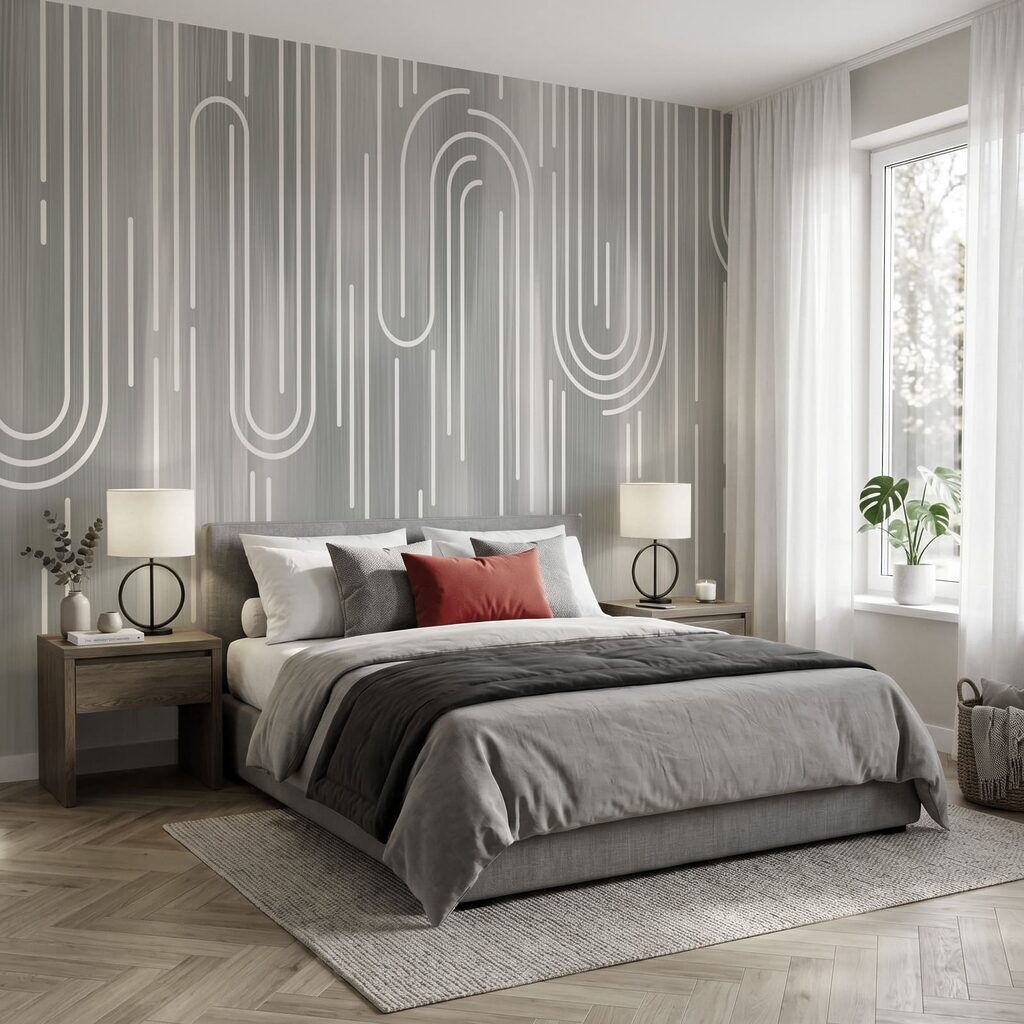 Weiße Linien auf grauem Hintergrund Weiße Linien auf grauem Hintergrund