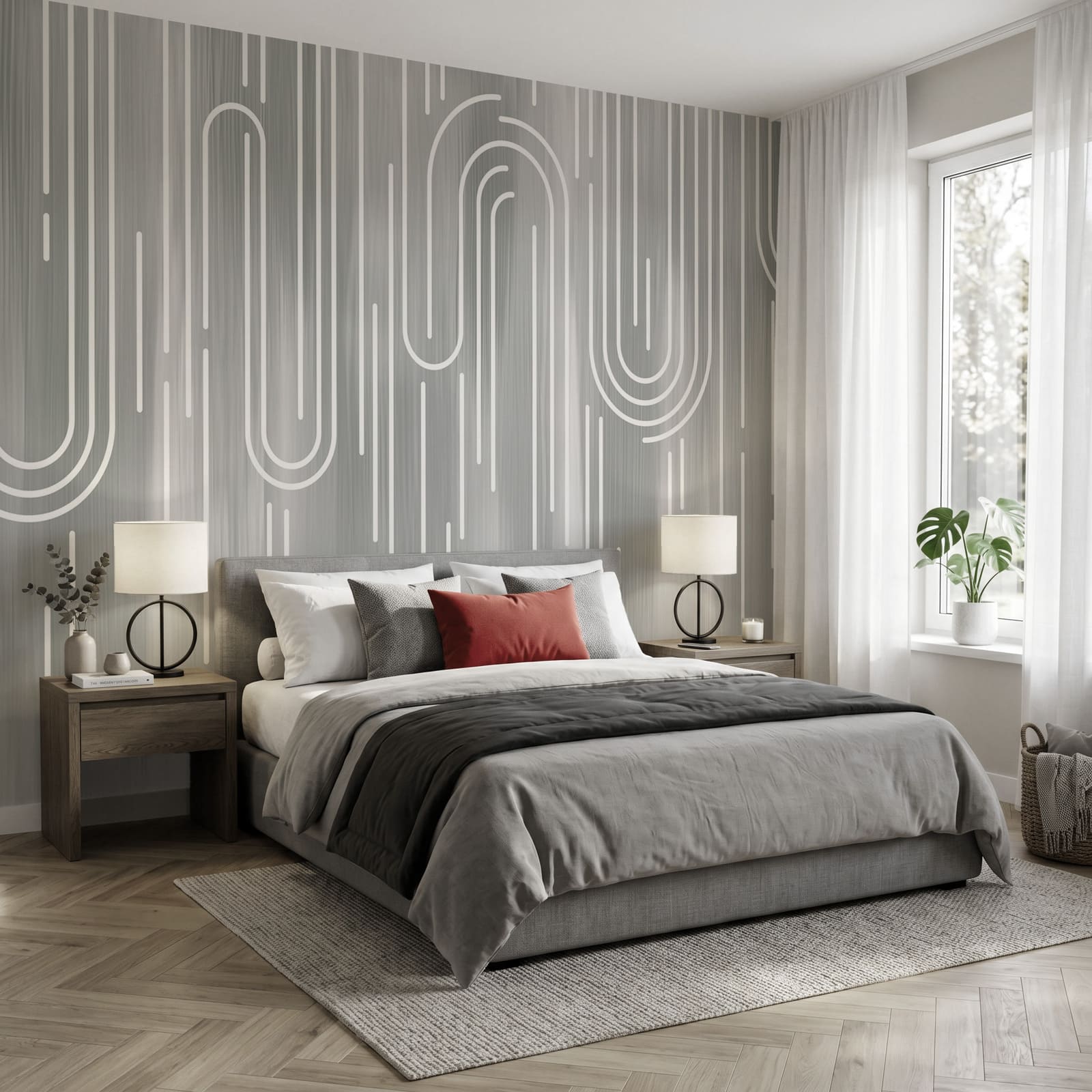 Weiße Linien auf grauem Hintergrund Weiße Linien auf grauem Hintergrund