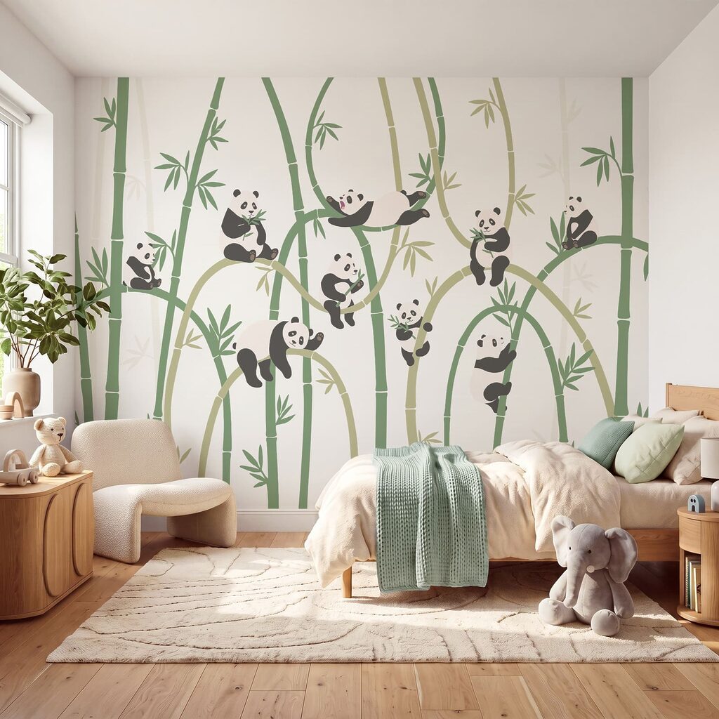 Eine Gruppe von Pandas auf Bambus Eine Gruppe von Pandas auf Bambus