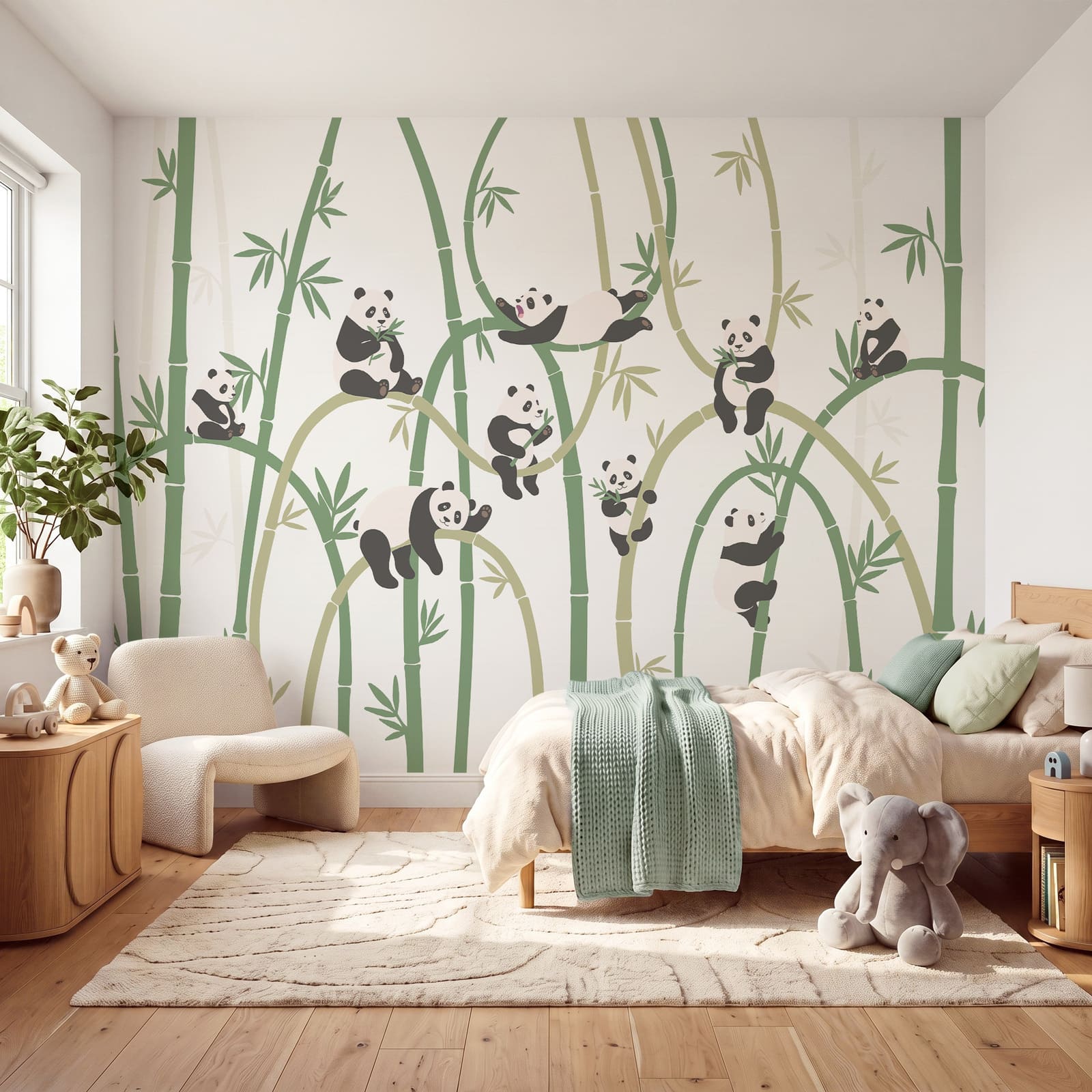 Eine Gruppe von Pandas auf Bambus Eine Gruppe von Pandas auf Bambus