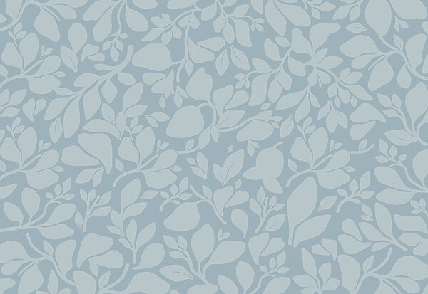 Pattern of leaves on a blue background