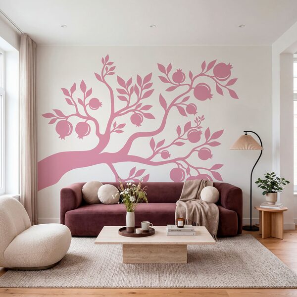 Baum mit rosa Zweigen und Früchten
