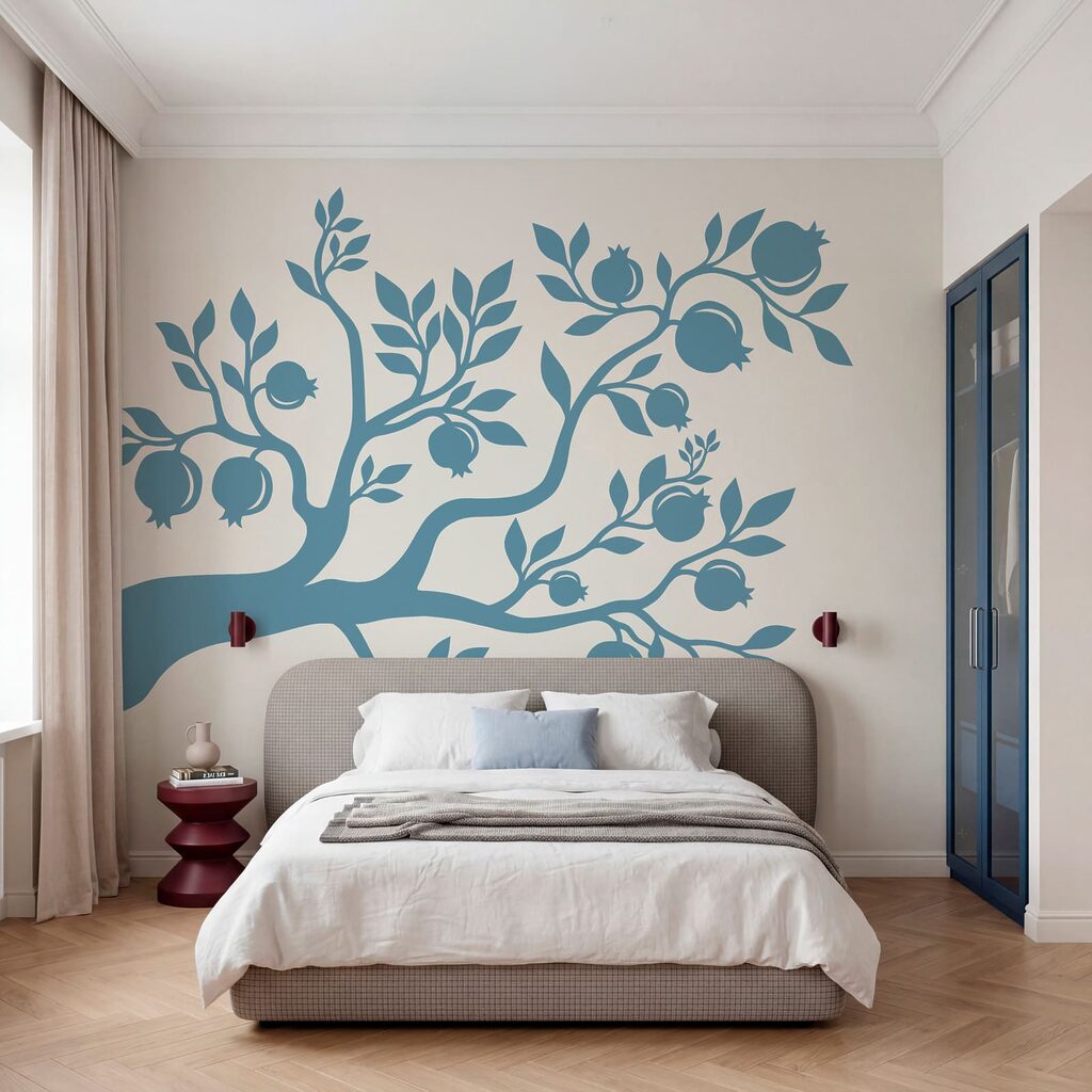 Blauer Baum mit Blättern und Früchten Blauer Baum mit Blättern und Früchten
