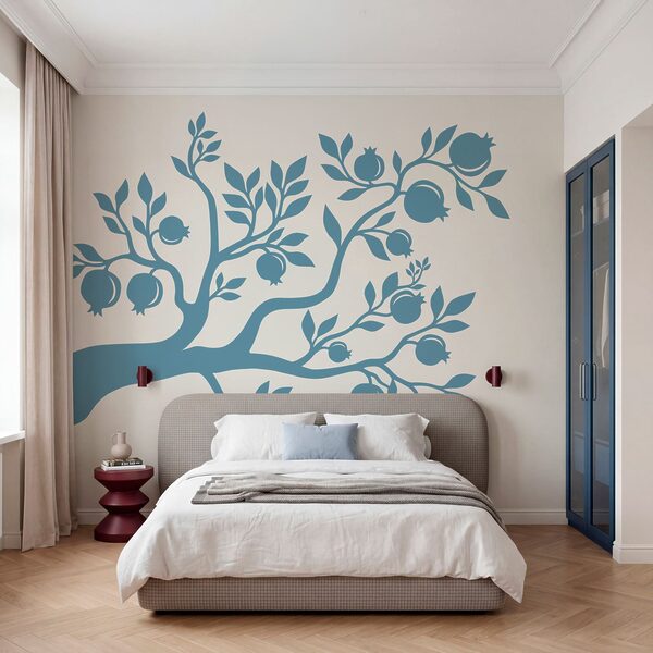 Blauer Baum mit Blättern und Früchten Blauer Baum mit Blättern und Früchten
