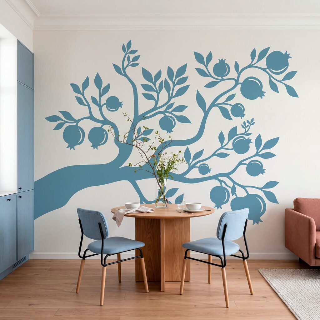 Blauer Baum mit Blättern und Früchten Blauer Baum mit Blättern und Früchten