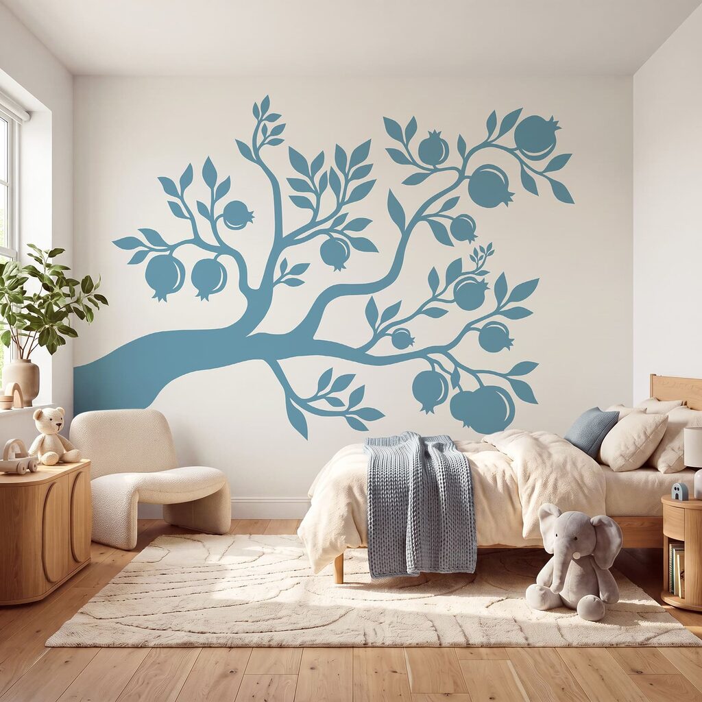 Blauer Baum mit Blättern und Früchten Blauer Baum mit Blättern und Früchten