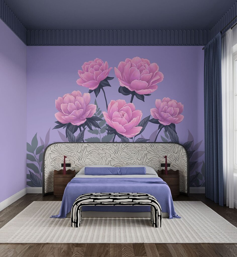 Gruppe aus rosa Blüten und Blättern Gruppe aus rosa Blüten und Blättern