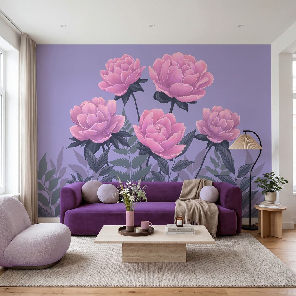 Gruppe aus rosa Blüten und Blättern Gruppe aus rosa Blüten und Blättern