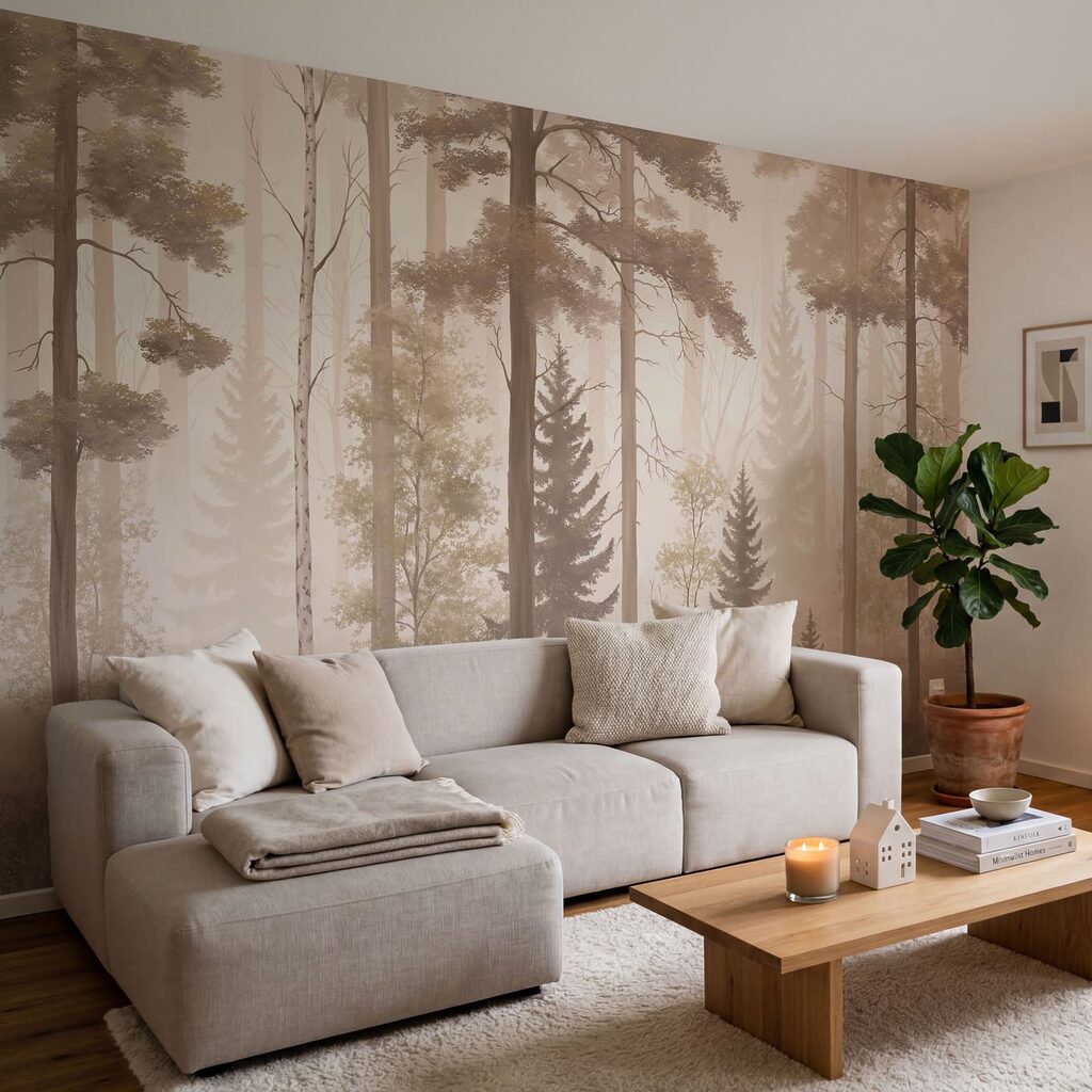 Nebelverhüllter Wald mit Bäumen