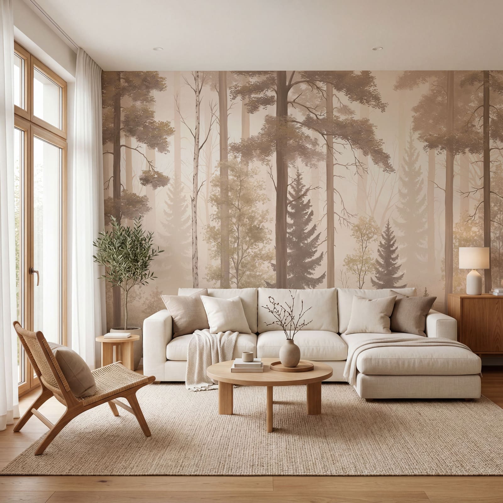 Nebelverhüllter Wald mit Bäumen