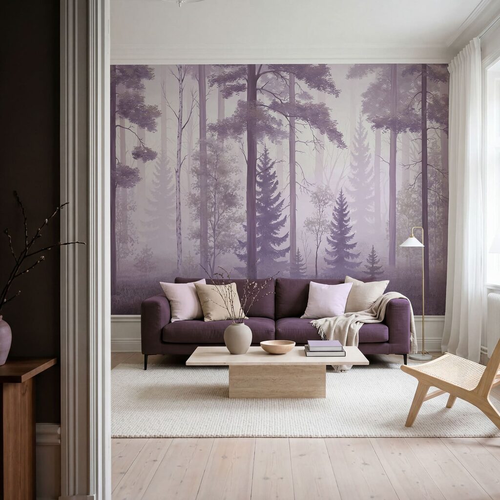 Nebelverhüllter Wald mit Bäumen Nebelverhüllter Wald mit Bäumen