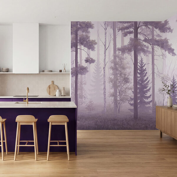 Nebelverhüllter Wald mit Bäumen Nebelverhüllter Wald mit Bäumen