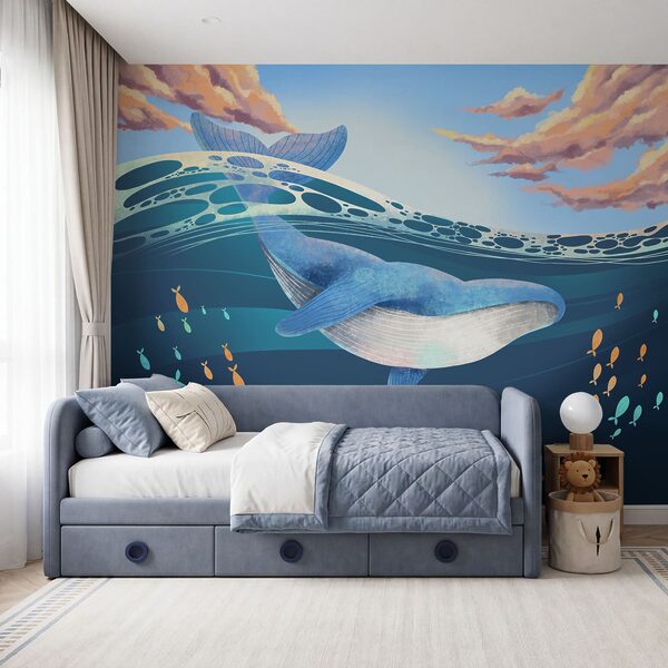Ein Wal schwimmt im Meer Ein Wal schwimmt im Meer