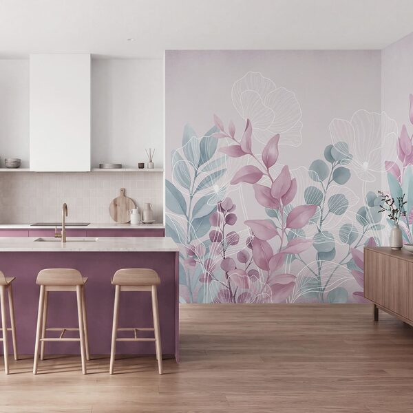 Ruhige botanische Illustration in Pastelltönen Ruhige botanische Illustration in Pastelltönen