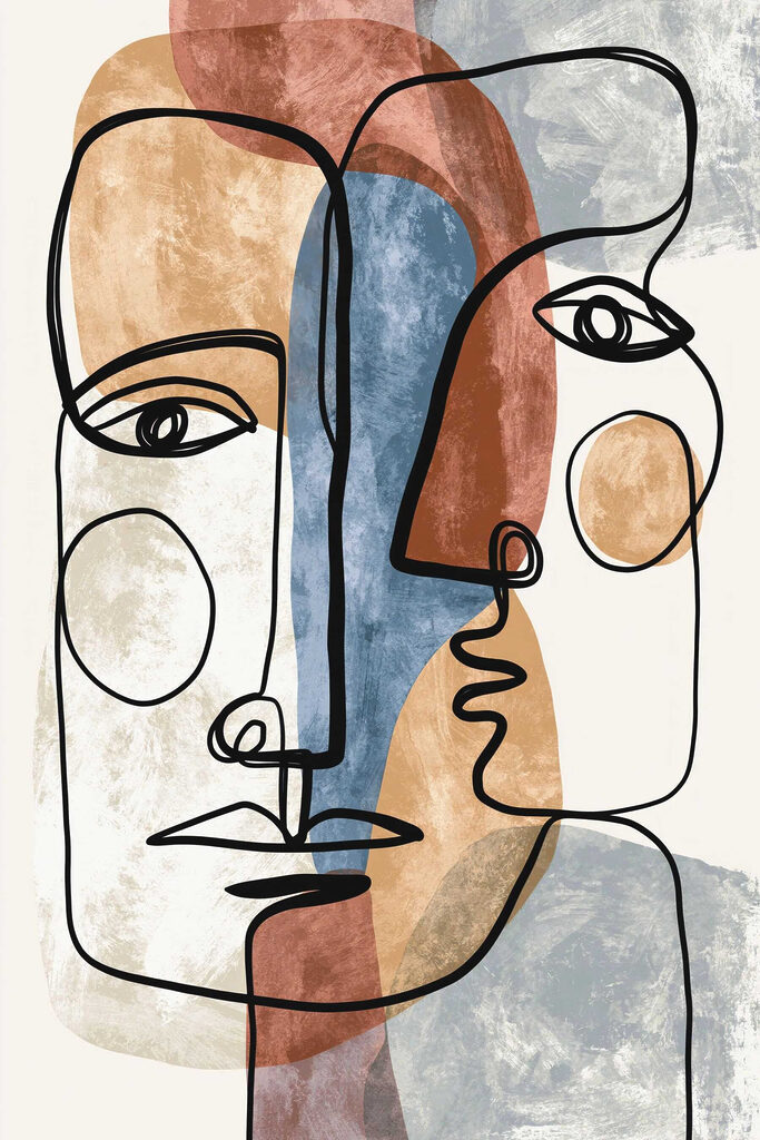 Drawing of two faces