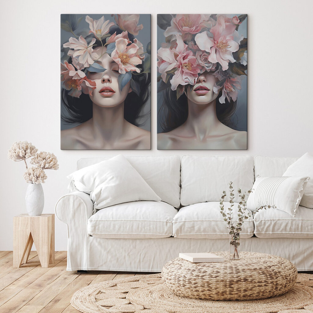 Woman with flowers on her face
