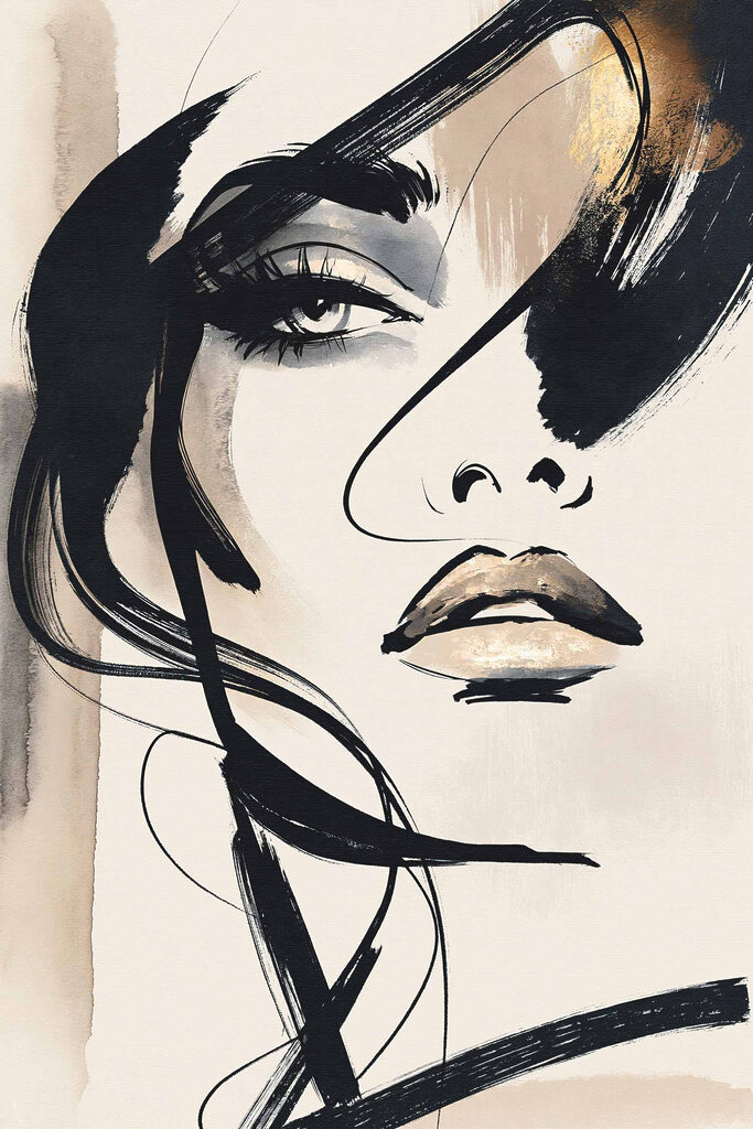 Painting of a woman's face Painting of a woman's face