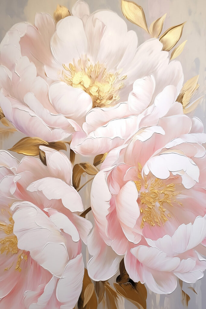 Painting of flowers on a white surface Painting of flowers on a white surface