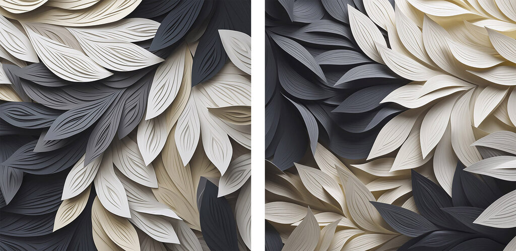 Black and white leaves