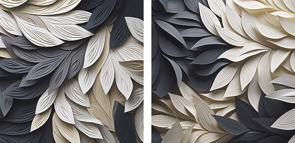 Black and white leaves