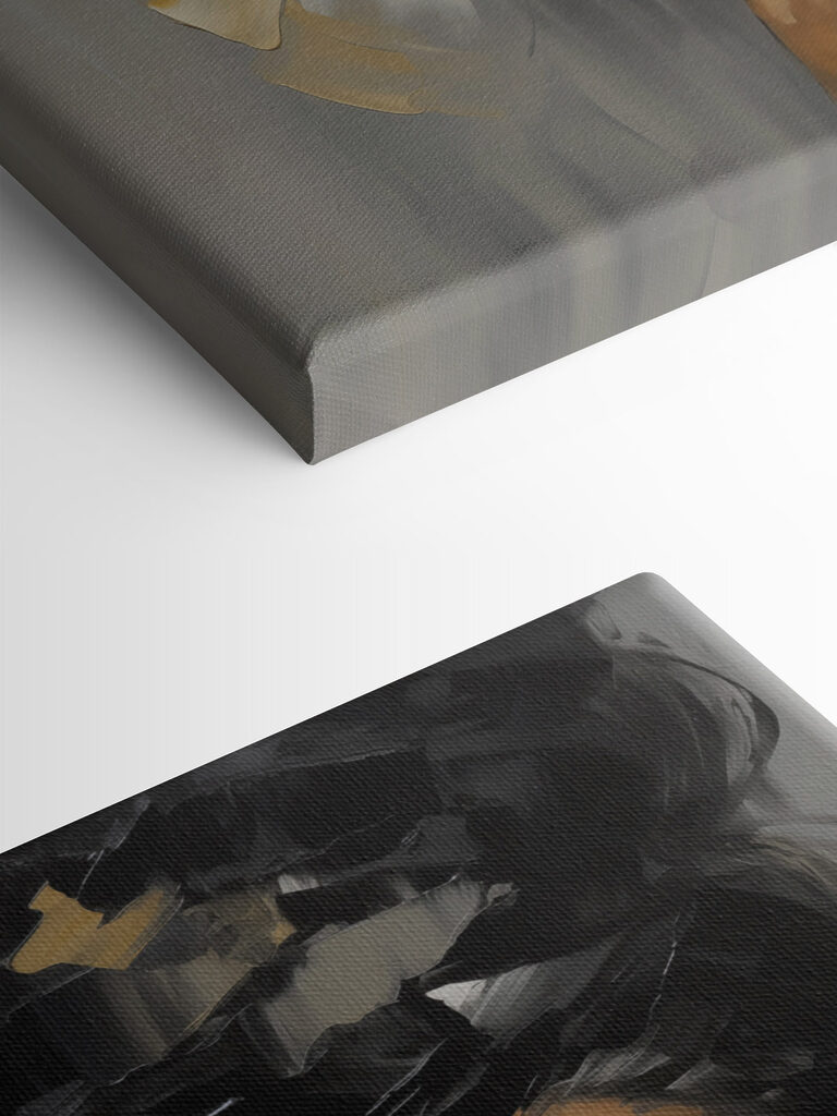 Painting of a woman with a large black and white hair