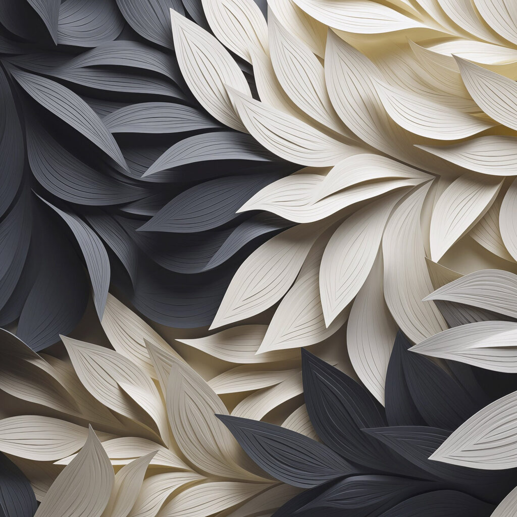 Black and white leaves