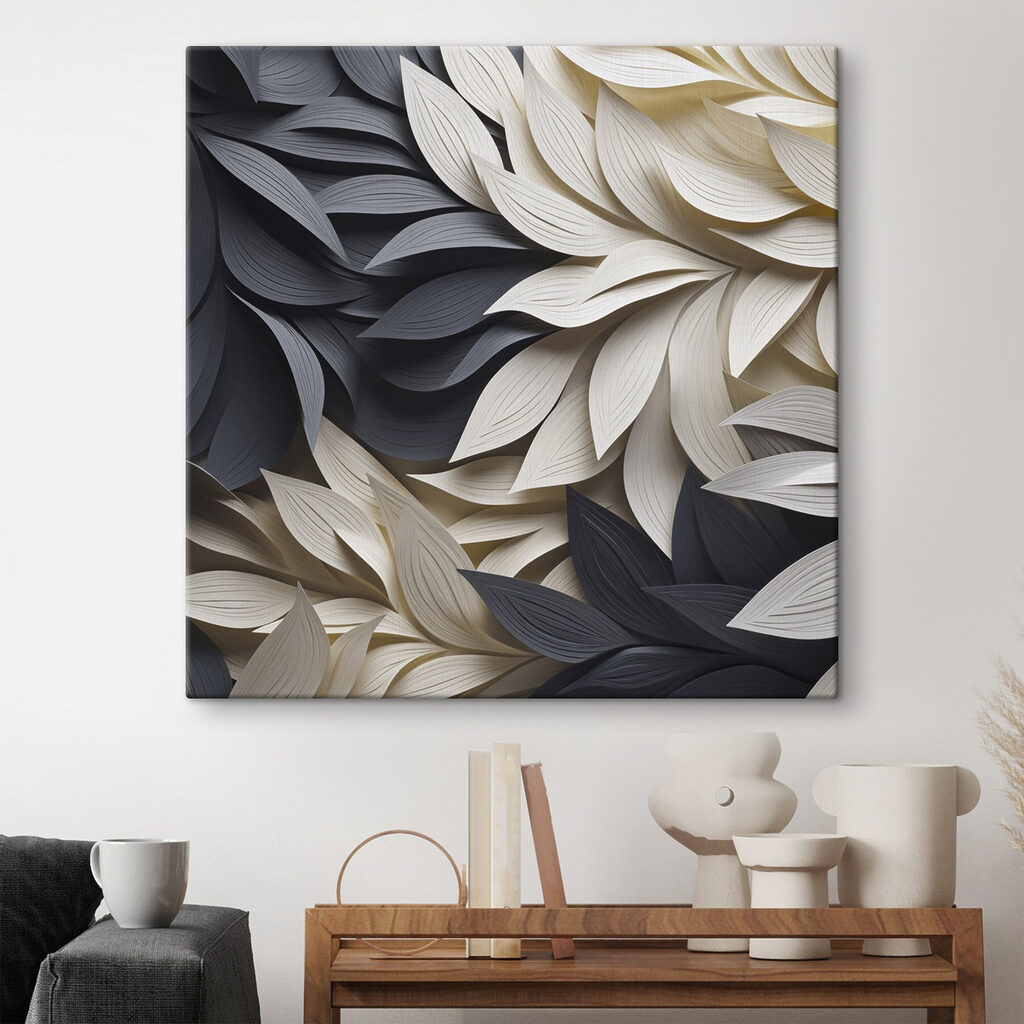 Black and white leaves