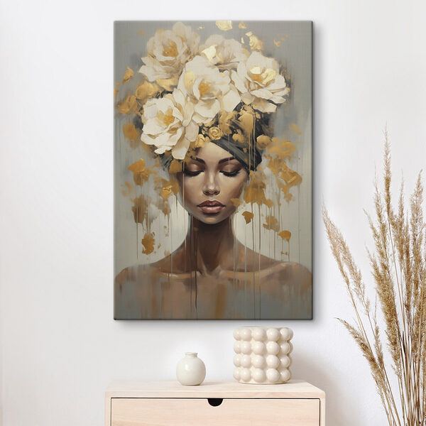 Painting of a woman with flowers in her hair
