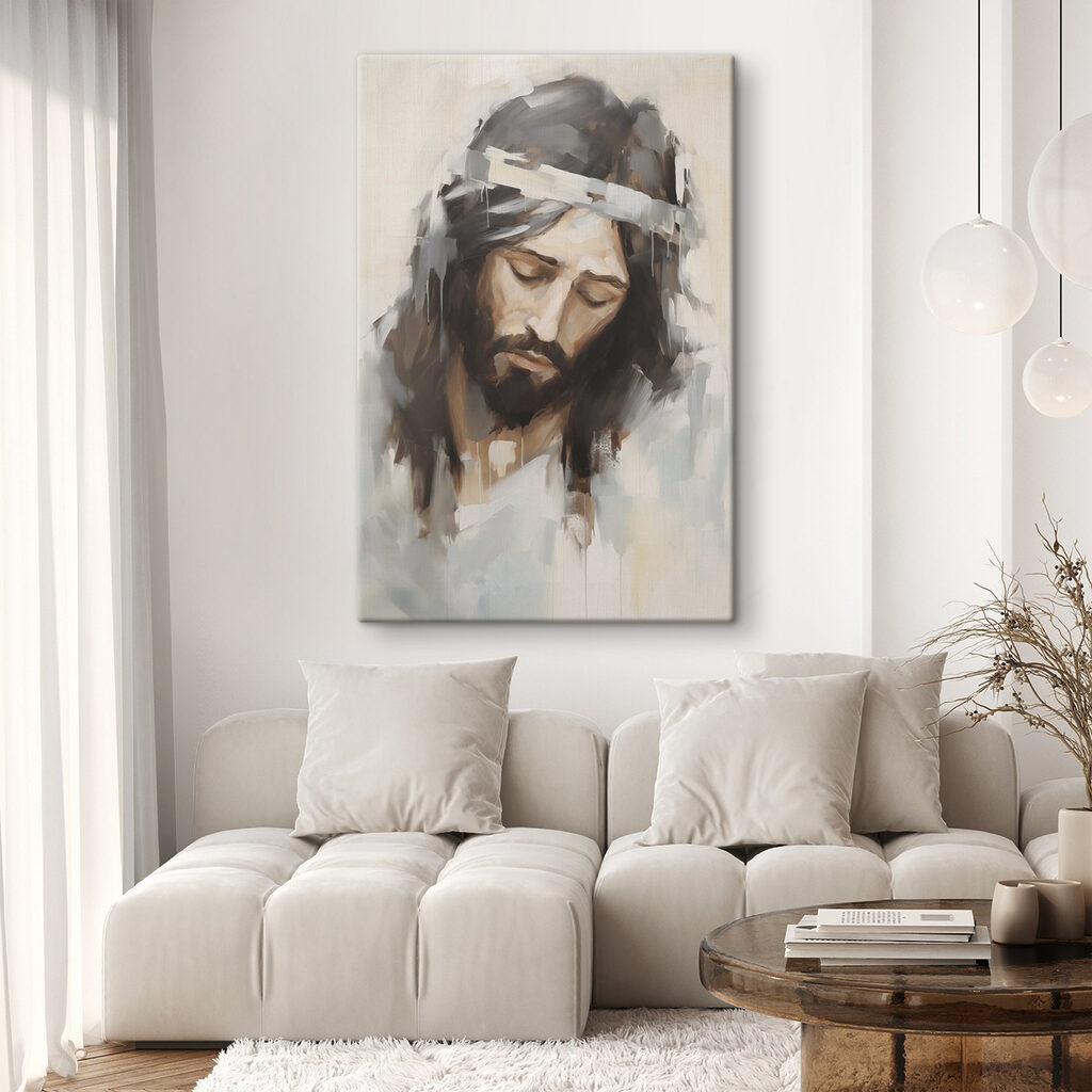Painting of a man with a cross on his head