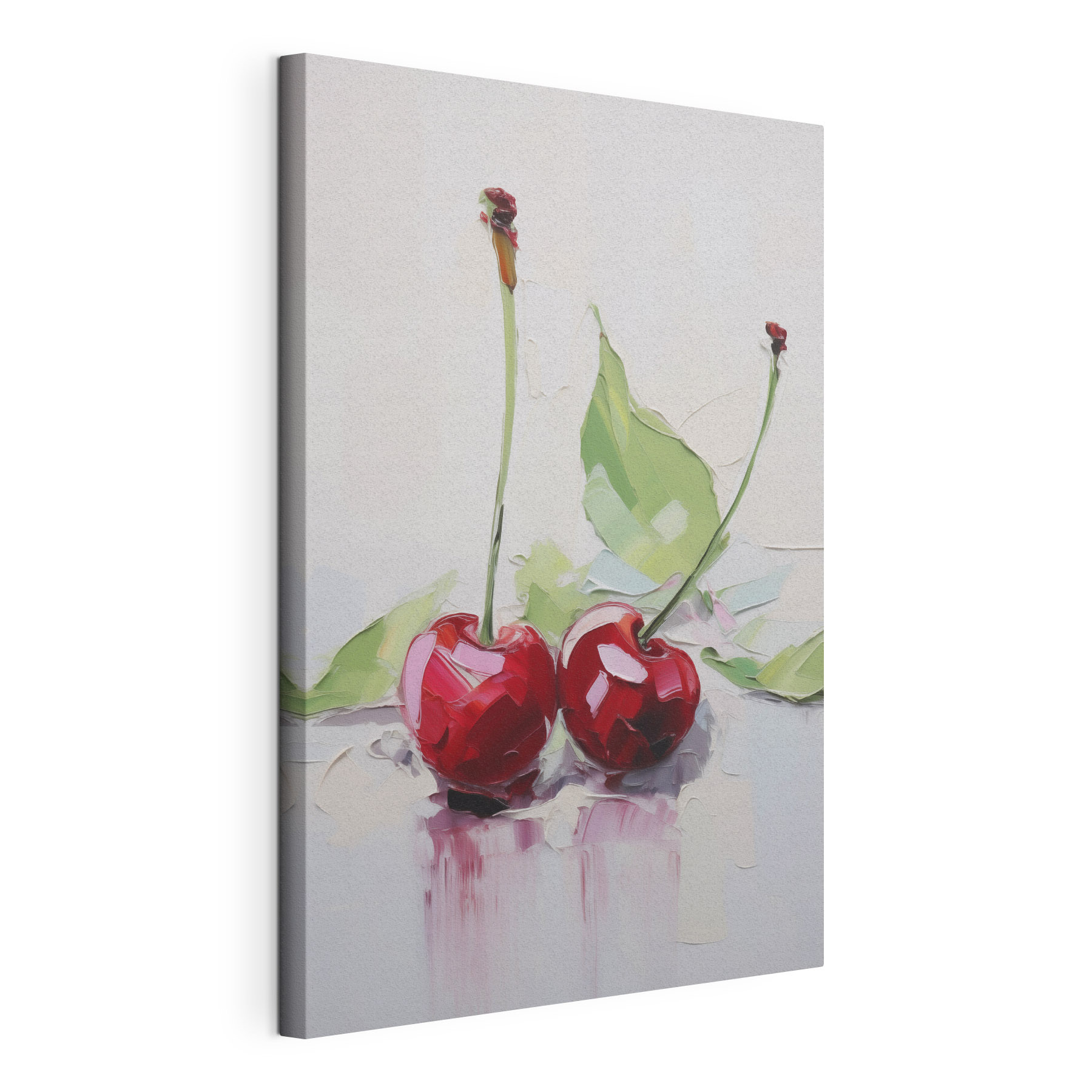 Painting of cherries with leaves Painting of cherries with leaves