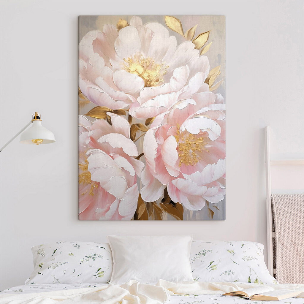 Painting of flowers on a white surface Painting of flowers on a white surface