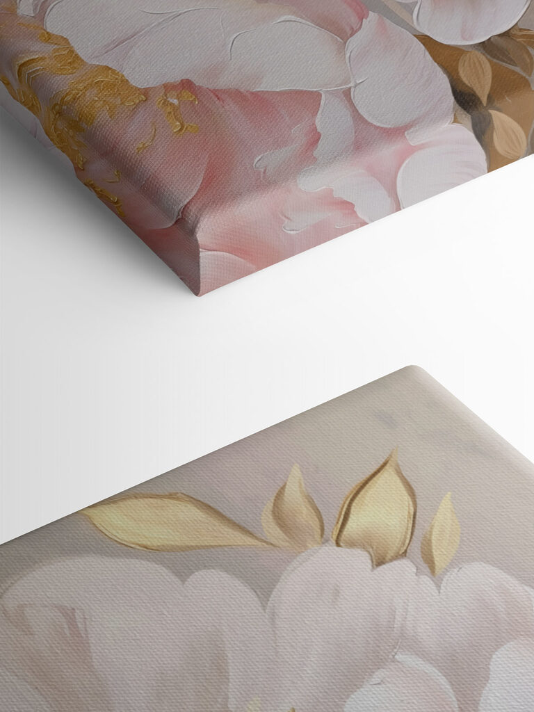 Painting of flowers on a white surface Painting of flowers on a white surface