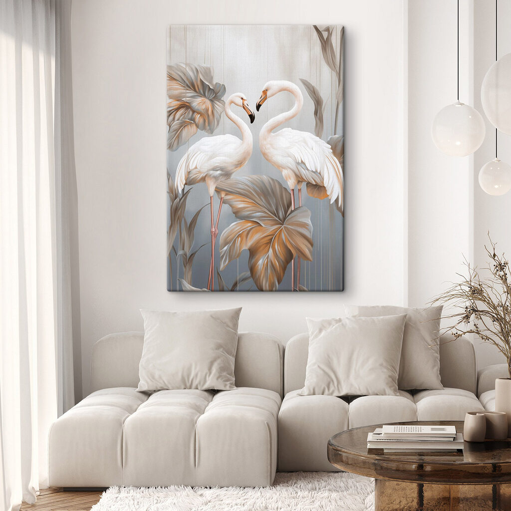 Two white birds standing on a plant Two white birds standing on a plant