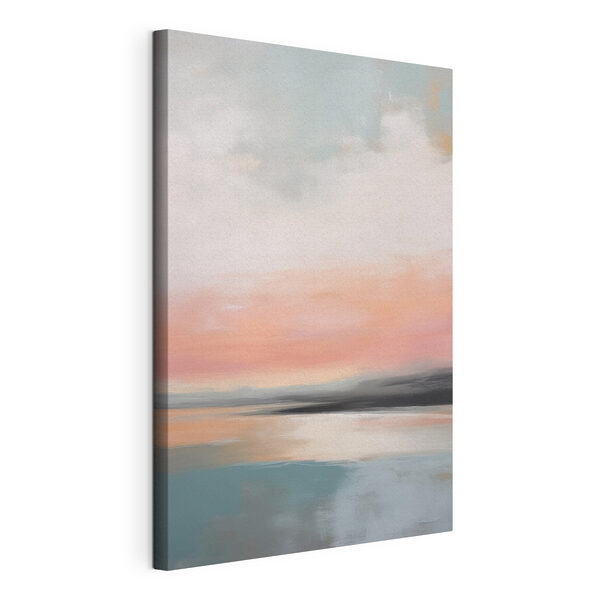 Painting of a sunset over a body of water Painting of a sunset over a body of water