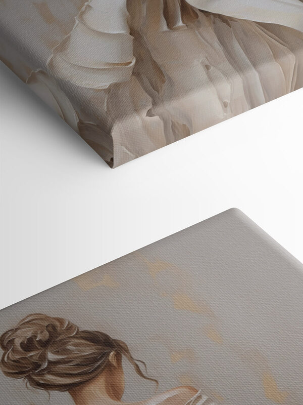 Painting of a woman in a white dress Painting of a woman in a white dress