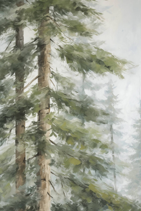 Painting of trees in the woods