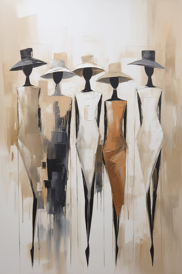 Painting of a group of women wearing hats