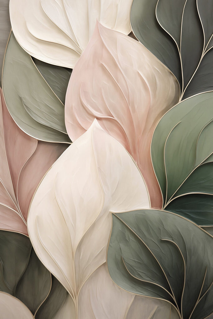 Elegant leaves in soft, muted colors Elegant leaves in soft, muted colors