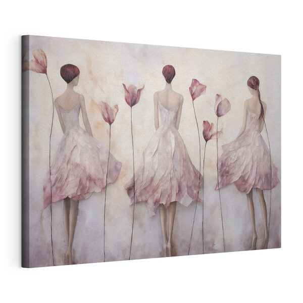Painting of a woman in a dress with flowers Painting of a woman in a dress with flowers