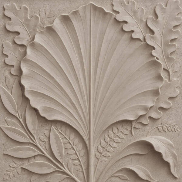 Stone carving of a leaf and leaves Stone carving of a leaf and leaves