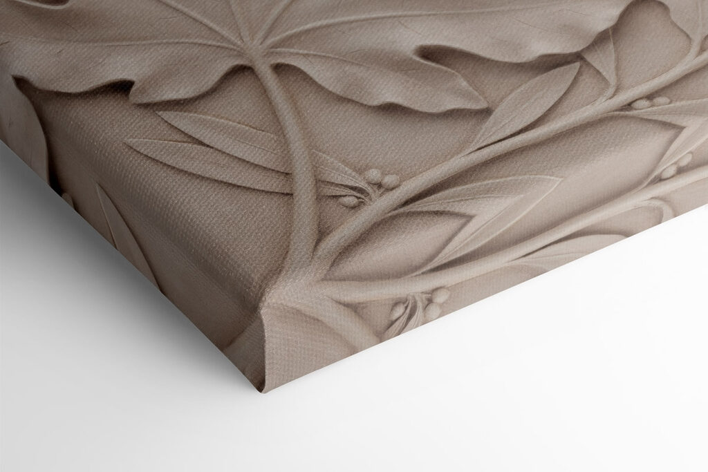 Stone carving of leaves and fern Stone carving of leaves and fern