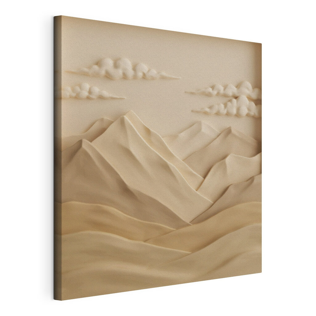 White and tan mountains with clouds and clouds