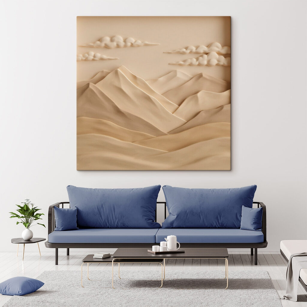White and tan mountains with clouds and clouds