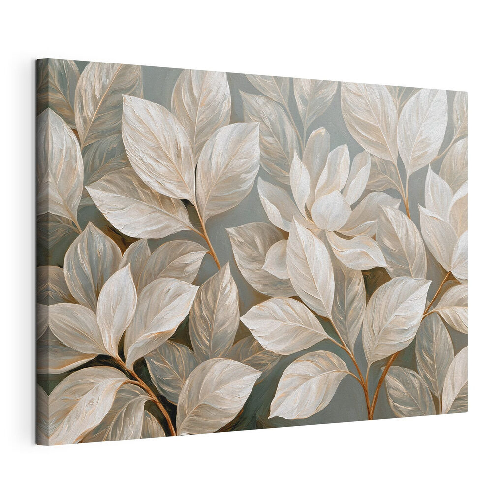 Painting of white flowers and leaves Painting of white flowers and leaves