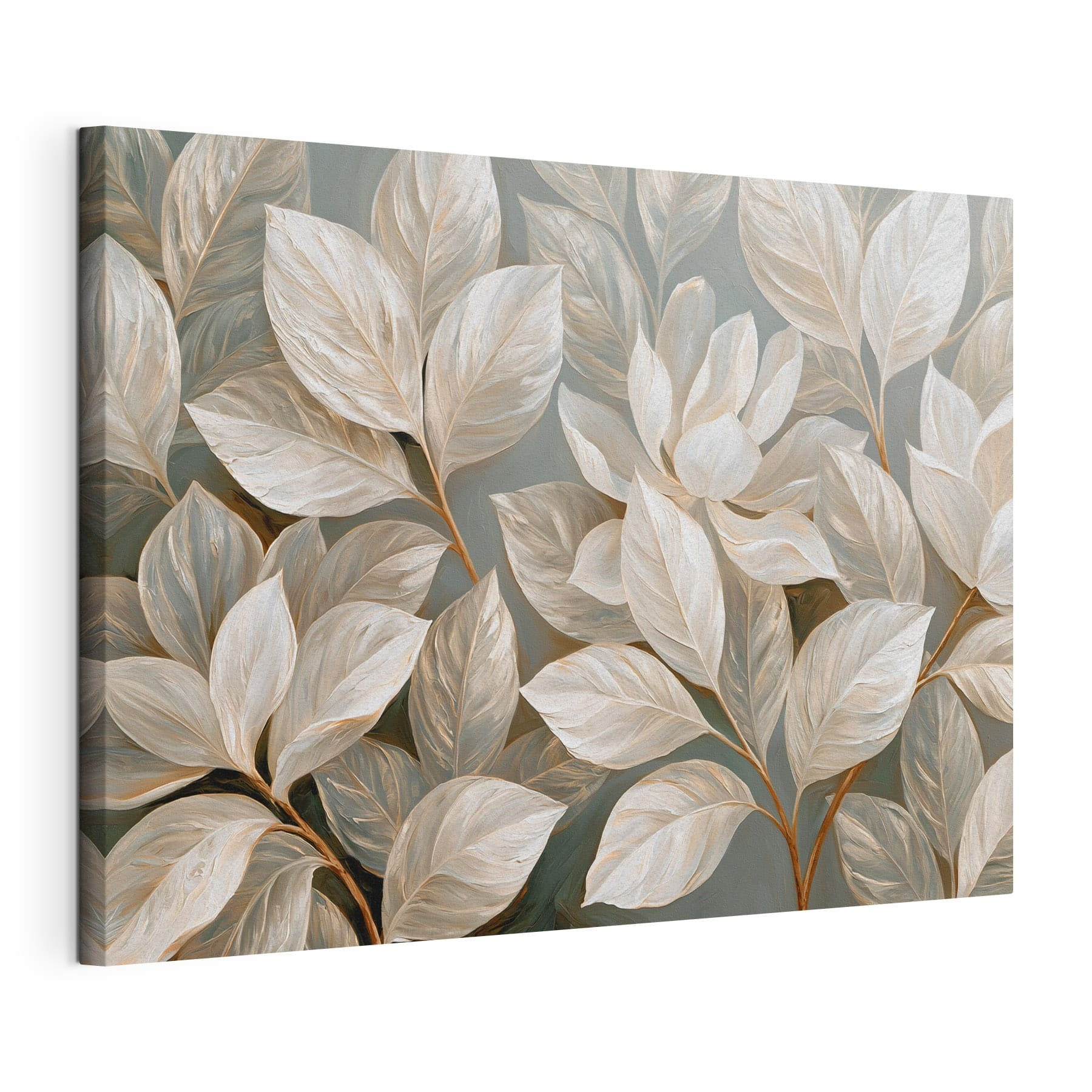 Painting of white flowers and leaves Painting of white flowers and leaves