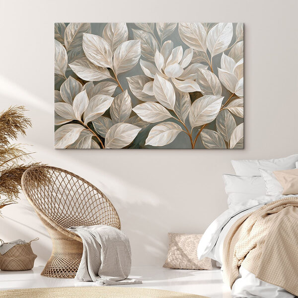 Painting of white flowers and leaves Painting of white flowers and leaves