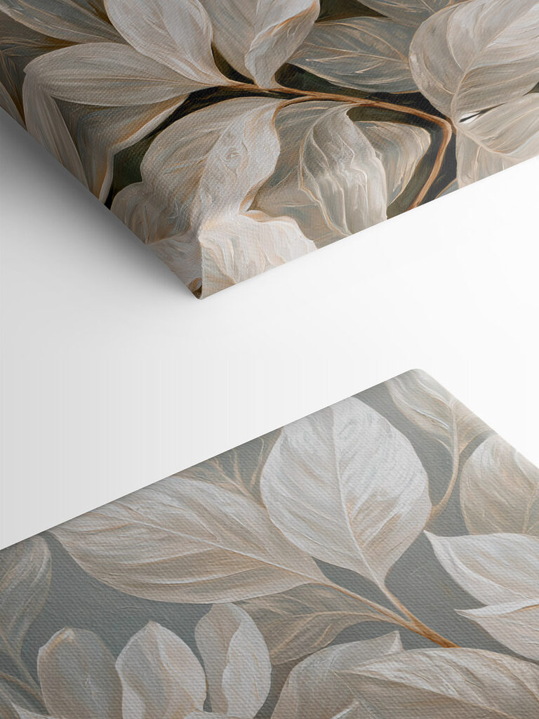 Painting of white flowers and leaves Painting of white flowers and leaves